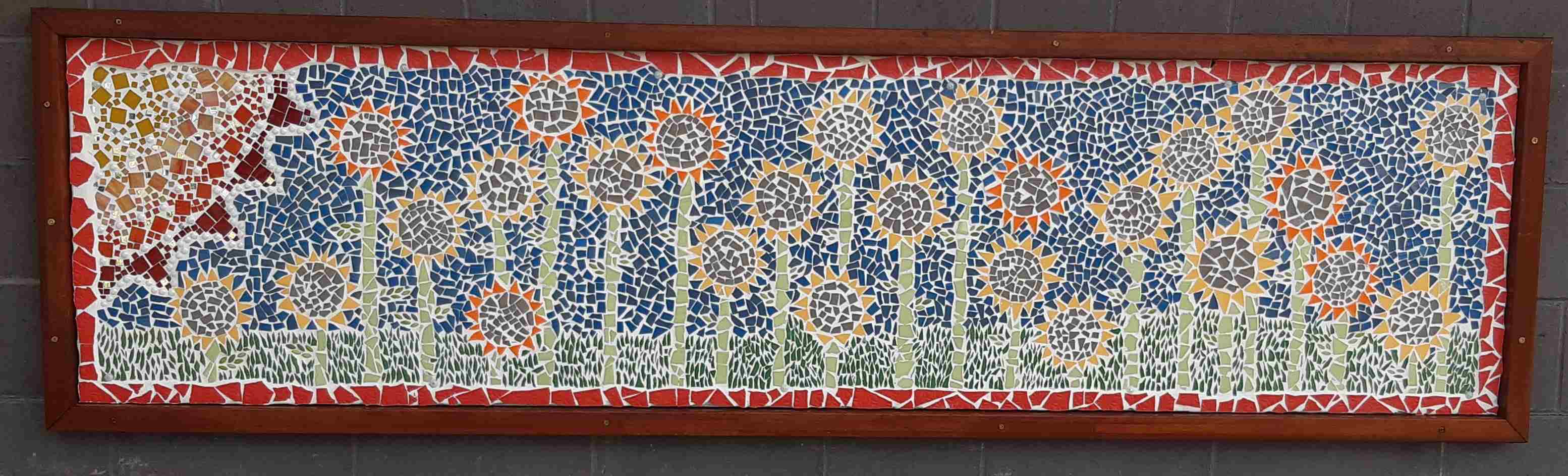 The beautiful mosaic made by the school community in honour of the much-loved Miss Sarah.