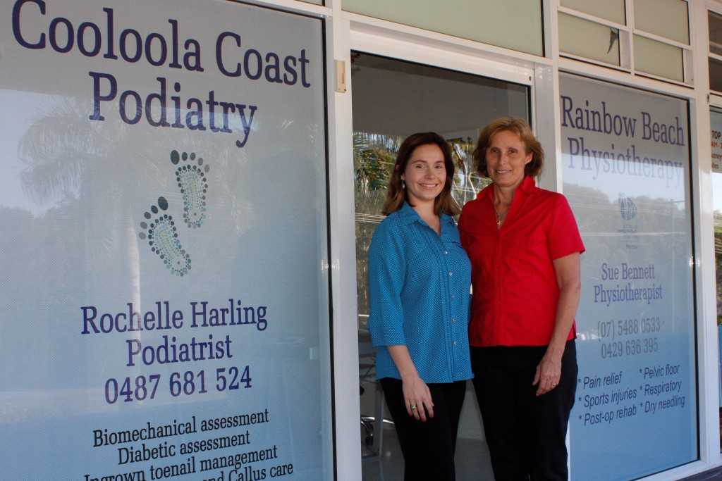 Podiatrist Rochelle Harling with mum, Physiotherapist Sue Bennett, welcome you to their new Rainbow Beach clinic at the Top Shops