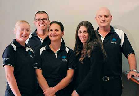 The new team at Gateway Rainbow Waters: Julie Eden, Errold and Glenda Misso, Julie and Mark Channer