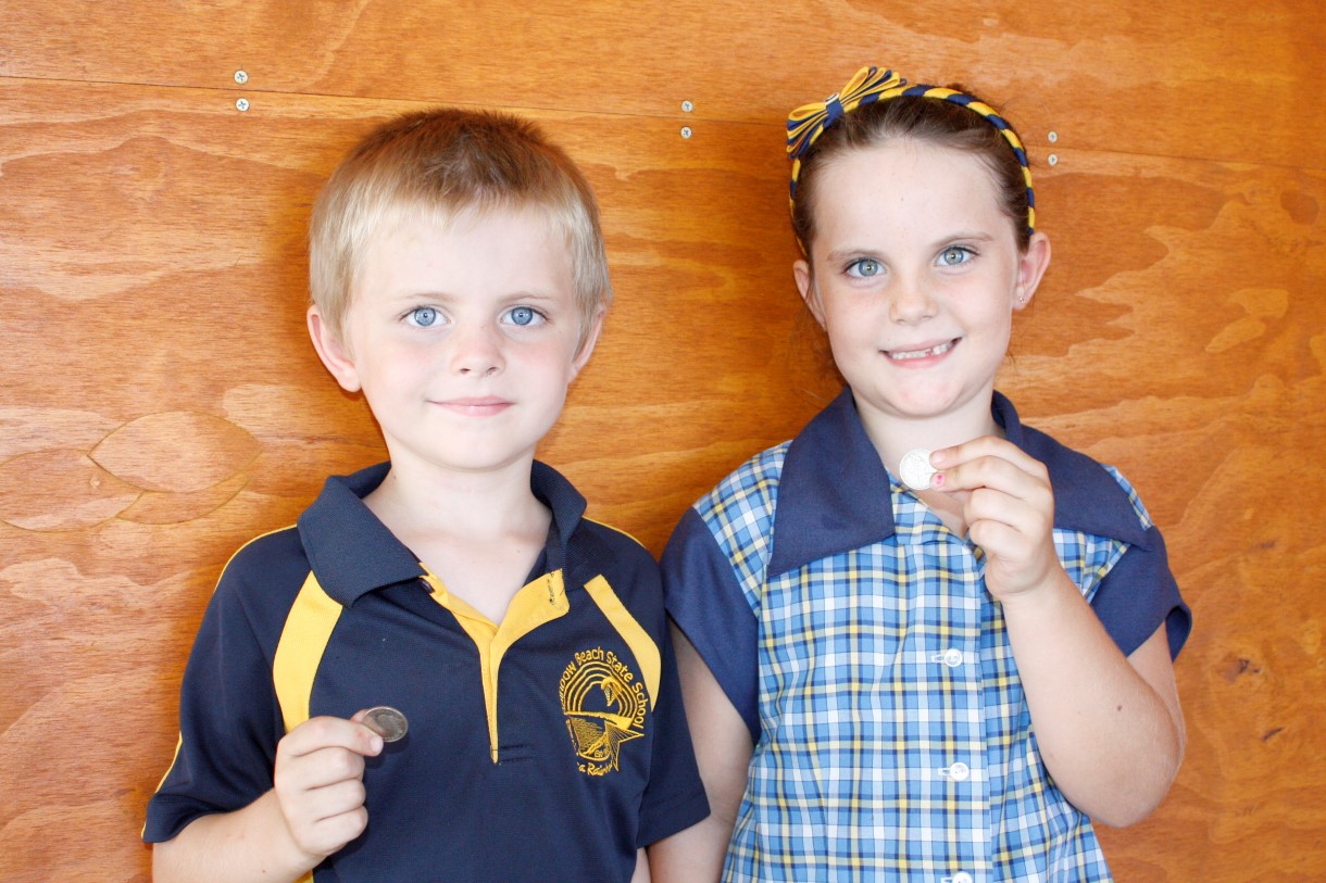 Rainbow Beach State School - Xavier  and Delilah say start collecting your coins!