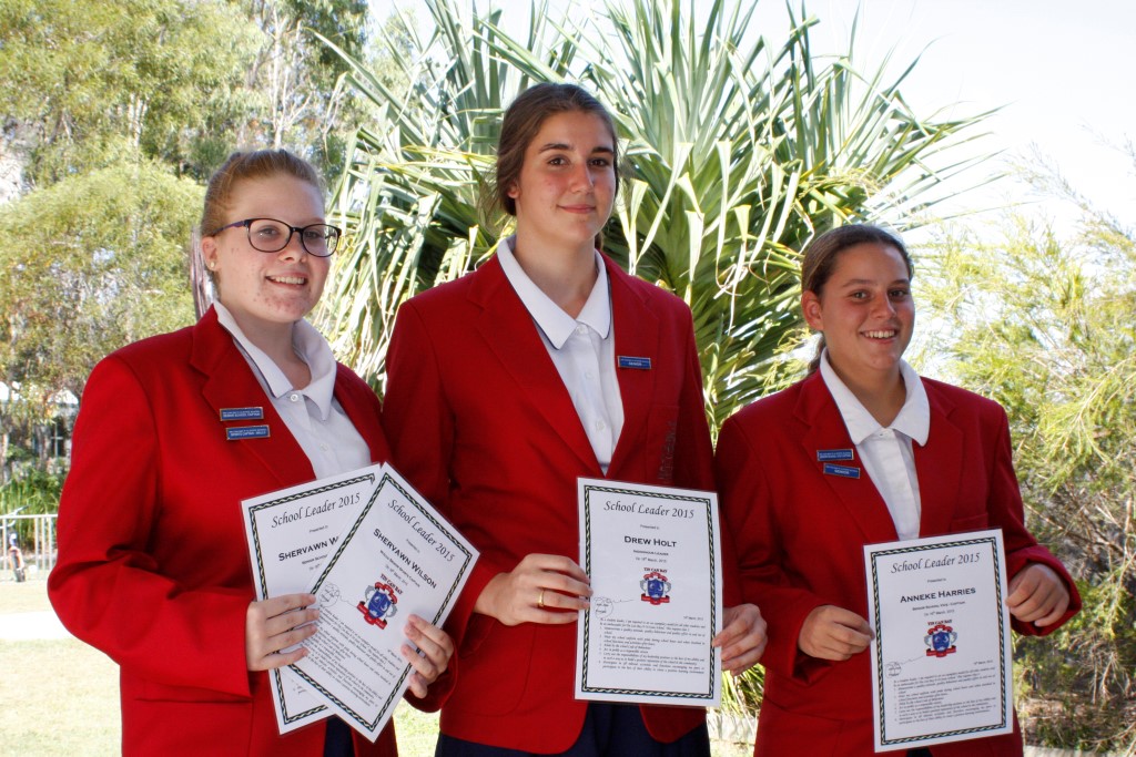 Senior Captain Shervawn Wilson, Indigenous Leader Drew Holt and Senior Vice-Captain, Anneke Harries