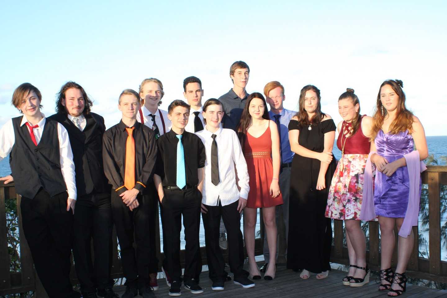 Year 10 Graduates from Tin Can Bay P-10 School pose for photos at the propeller, before they celebrate further at the Sports