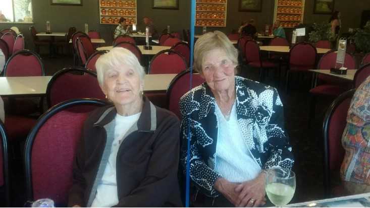 Beryl and Pat at the recent Tin Can Bay Bowls Club birthday lunch