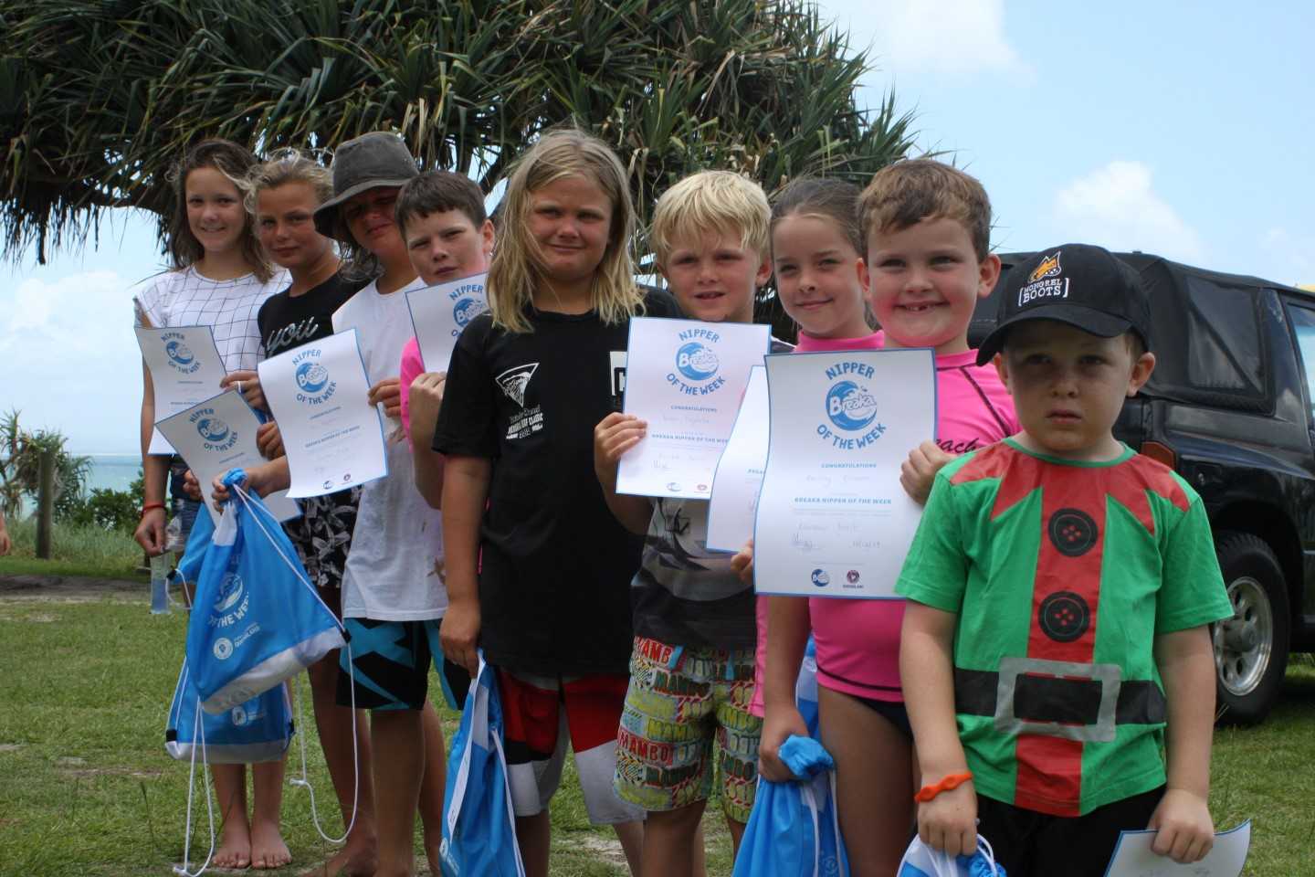 Congratulations to the Breaka Nippers of the Week: Sophie Schooth, Luxie-Leigh Duffy, Will Dawkins, Jake Rooks, Mason Bignall, Blake Findlater, Taylor Rooks, Barclay Kenman and Oscar Priem