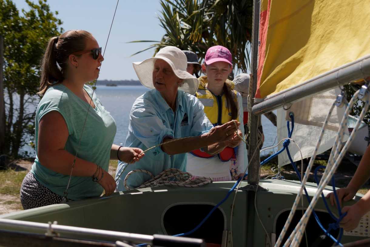Jo instructs rigging a vagabond Image Julie Hartwig
