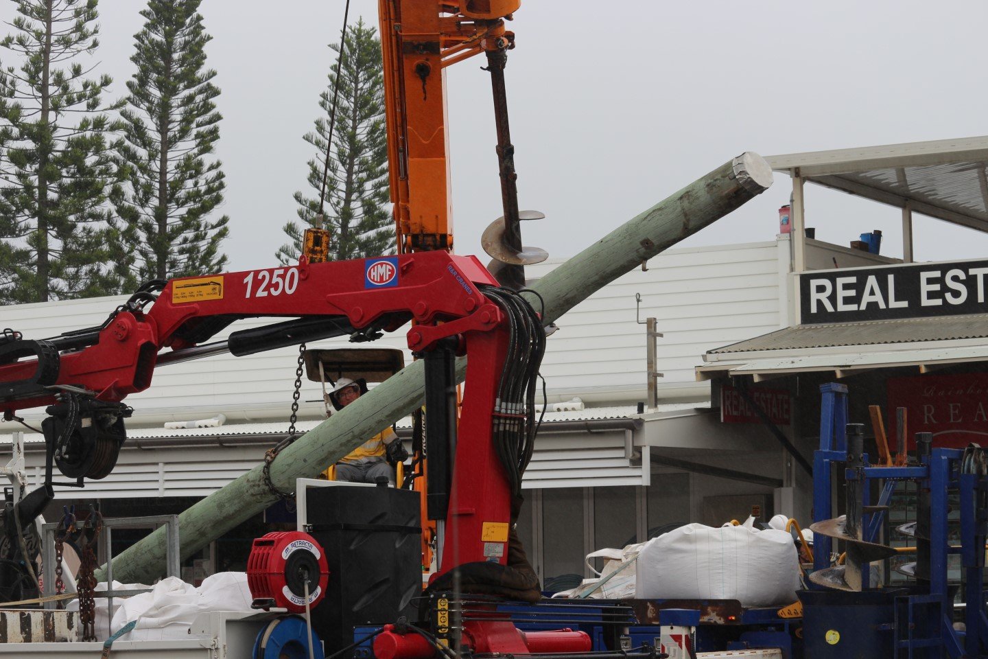 The power poles along the main street of Rainbow Beach were removed last month to make way for underground power, with much c