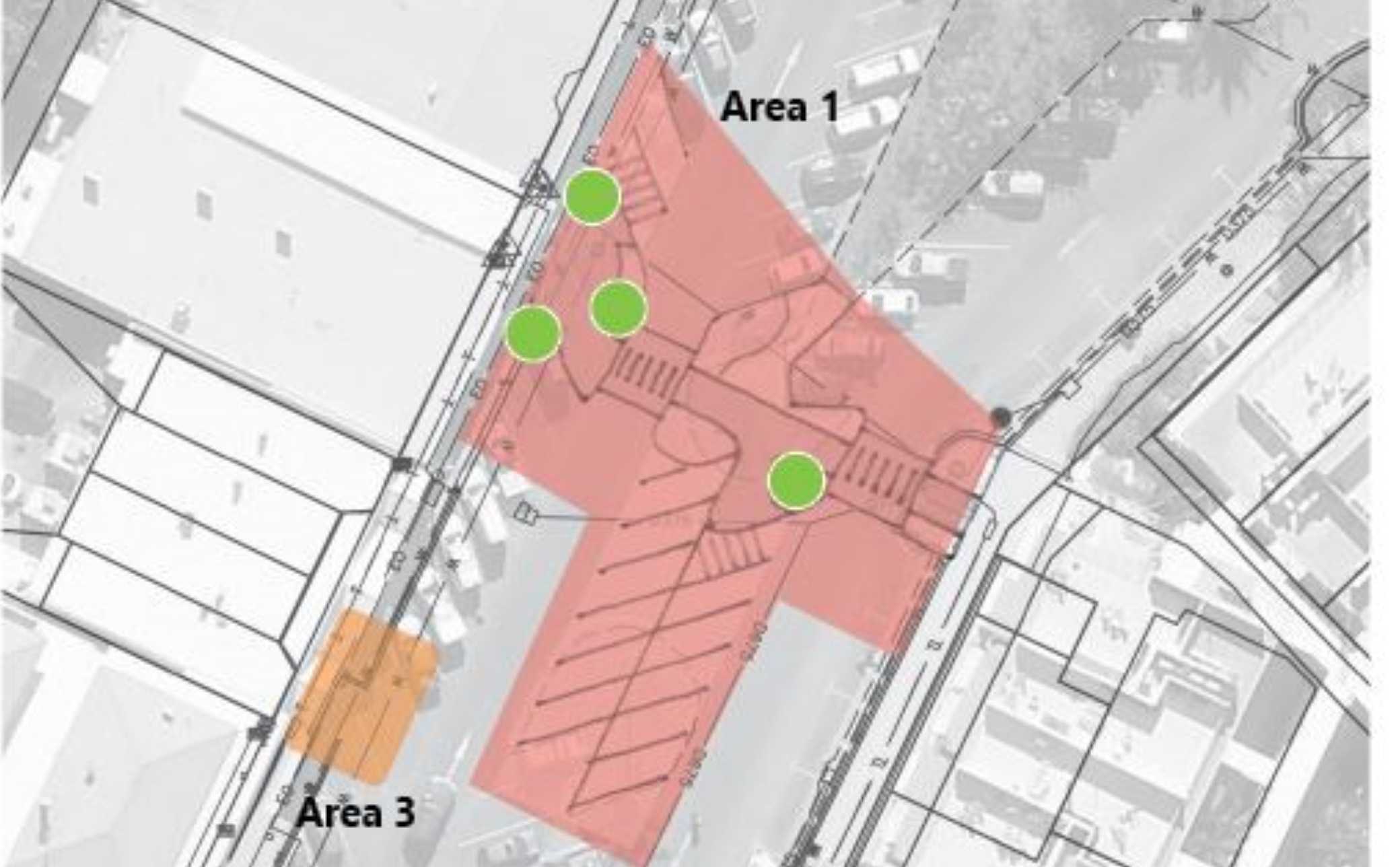 The survey map detailing changes to the main street of Rainbow Beach - have your say on the link in the story