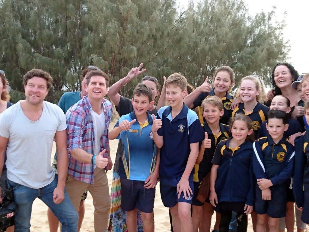 Sam Mac was swamped with locals keen to show how friendly Rainbow Beach is! Images by Barb Rees