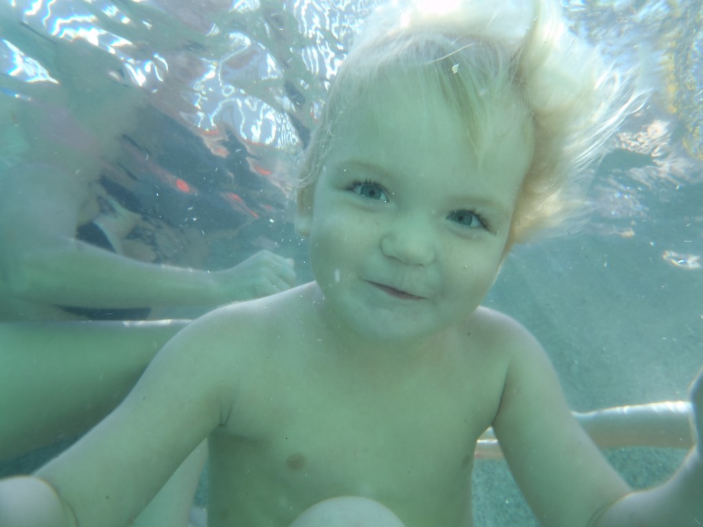 Jahli Em Parton at the Rainbow Beach Aquatic Centre, her Mum Bj is offering a free water safety lesson