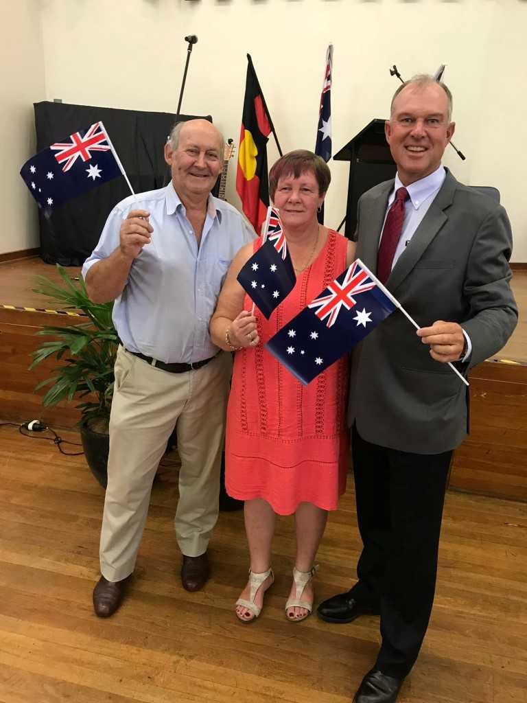 Tony Stewart, 2018 Citizen of the Year with 2017 recipient Marlene Owen and MP Tony Perrett Image courtesy Tony Perrett