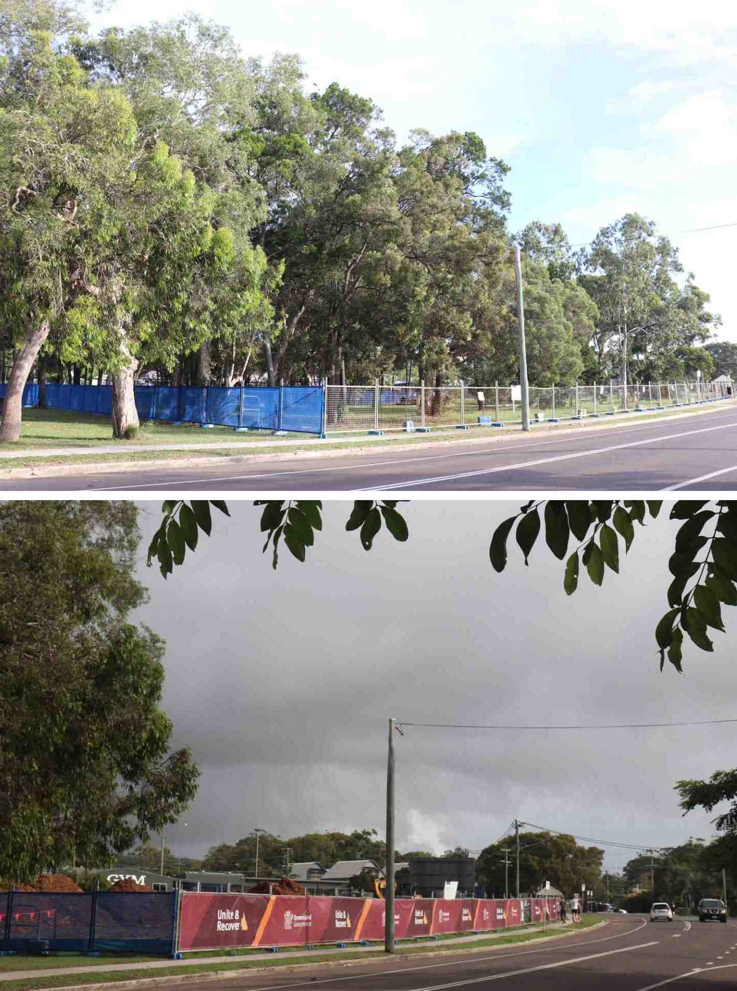 Before and after photos of the Fire/SES Station build