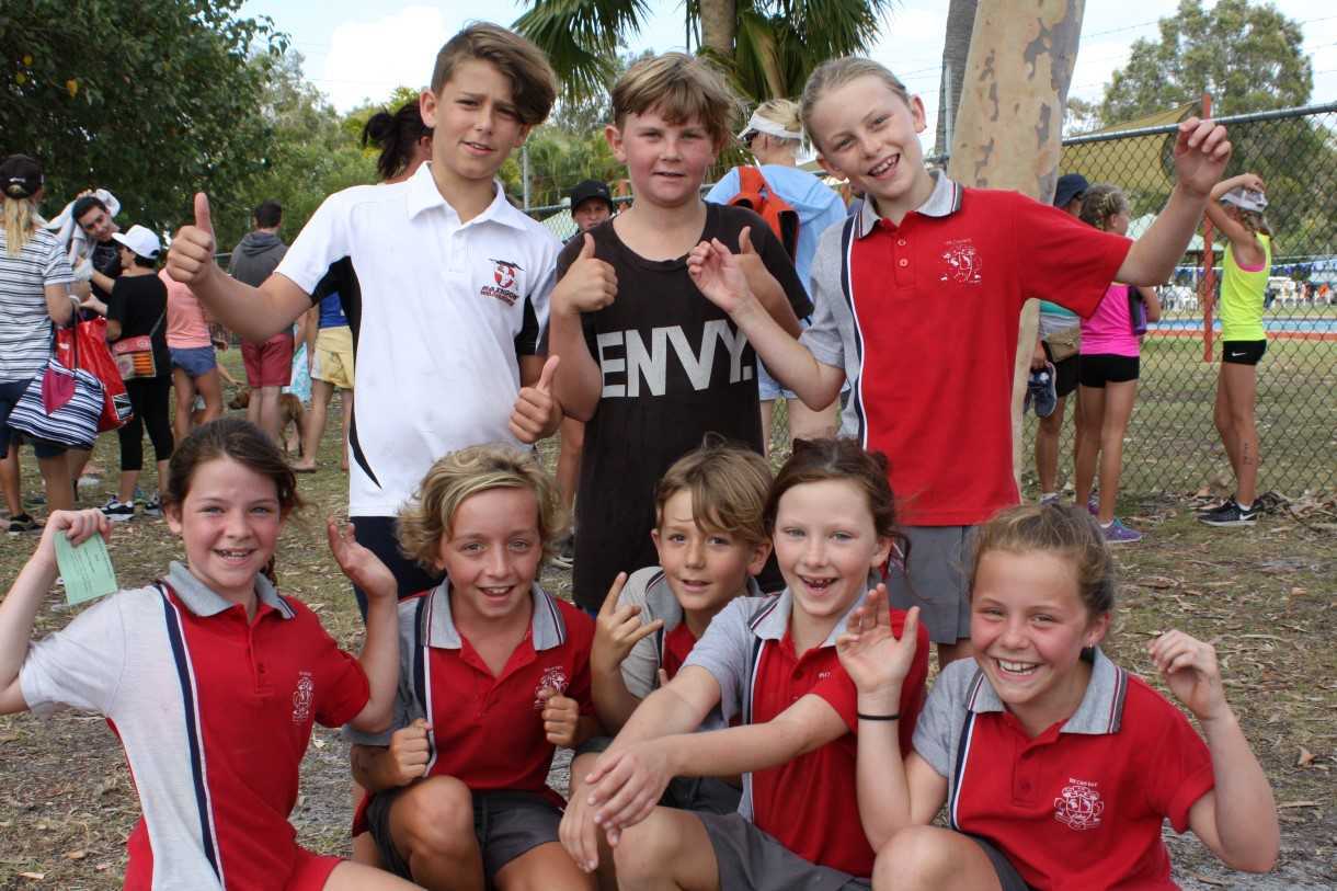 Tin Can Bay students (from back)Tane Bentley, Lachlan Nix, Amber Daniels (and front) Courtney Brennan, Cody Walker, Malakhi Bentley, Madison Yates and Clara Roche