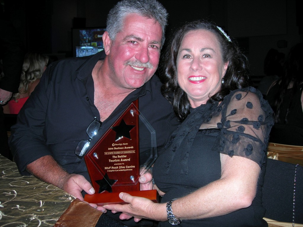 Ken and Cheryl Maughan celebrate their Tourism win