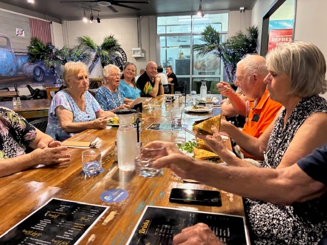 The club enjoyed a social gathering at Tin Topia in Tin Can Bay.