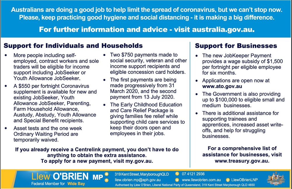 Llew O'Brian - Covid 19 support post image