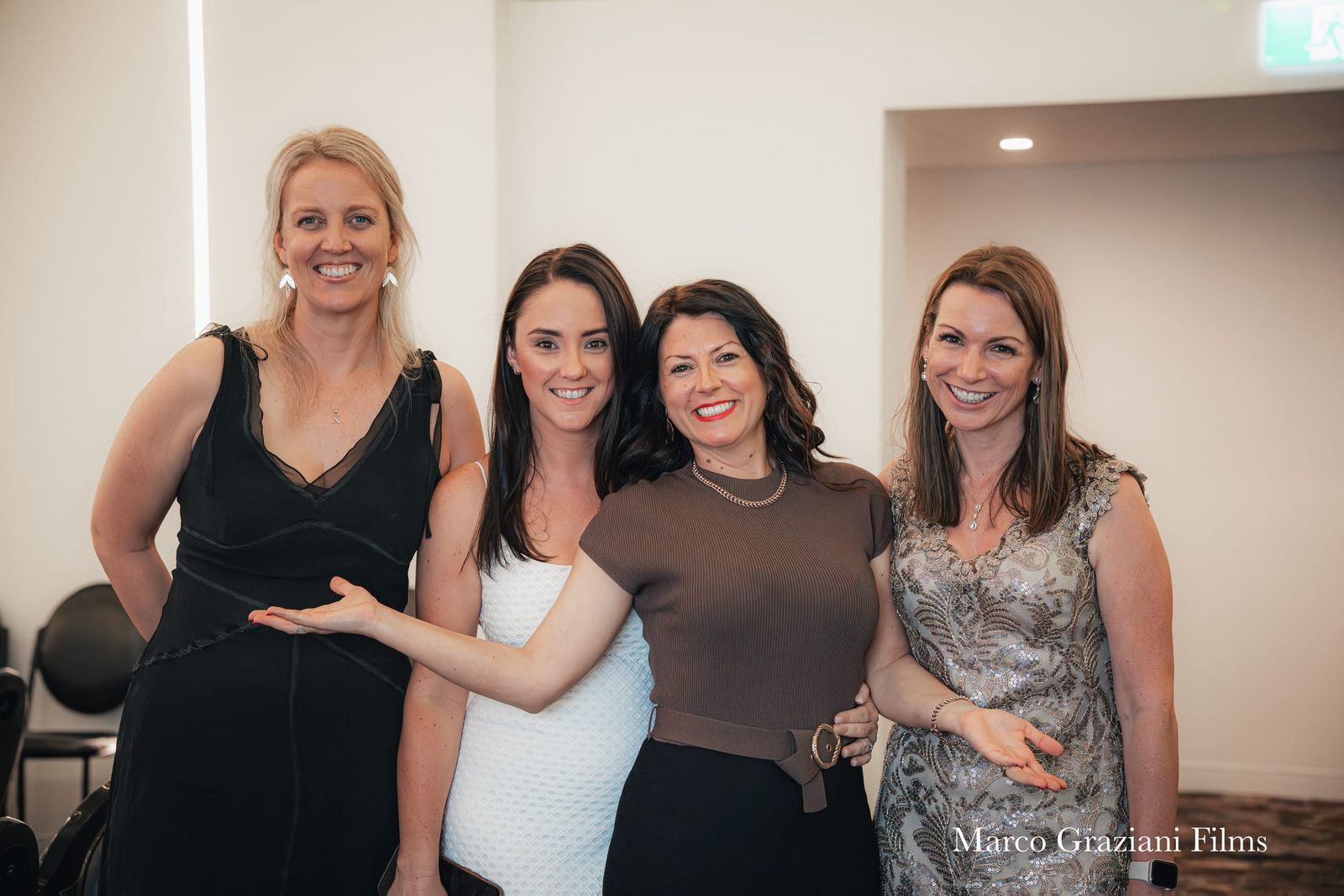 Locals showing support at the launch: left to right Kelly Burke, Jamie Else, and Emma Rees with author Elisa Mele Seul. Photo by Marco Graziani.