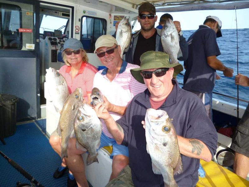 Pearl perch will be on the BBQ for this happy group