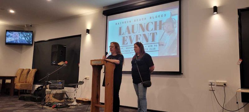 Blokes Calendar - Andrea and Jess Janek during their heartfelt speech