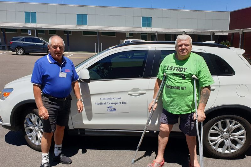 Cooloola Cove resident Paul Hudson arriving safely for his appointment at Gympie Hospital with the support of one of our cari