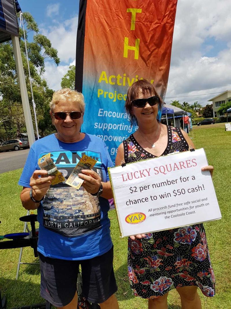 Grinning YAP winner Pam Smith with YAP volunteer Linda Meehan