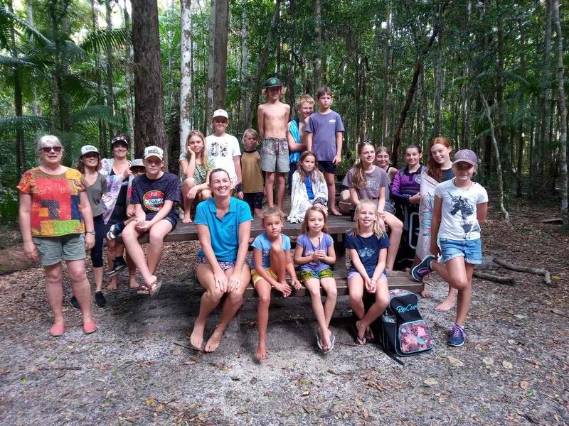 The Rainbow Beach Learning Community Group after a magical walk to Lake Poona
