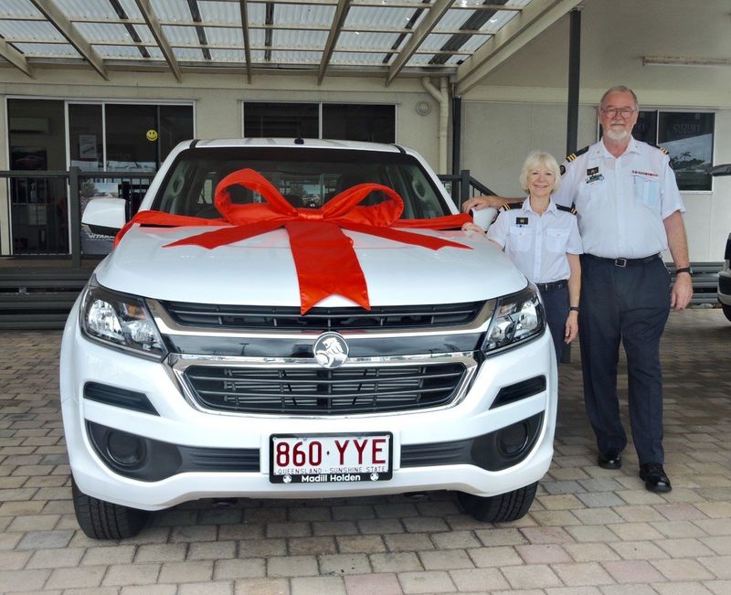 Grants officer Trish Parry and Commander John Macfarlane with the new Coast Guard vehicle purchased with money from a success