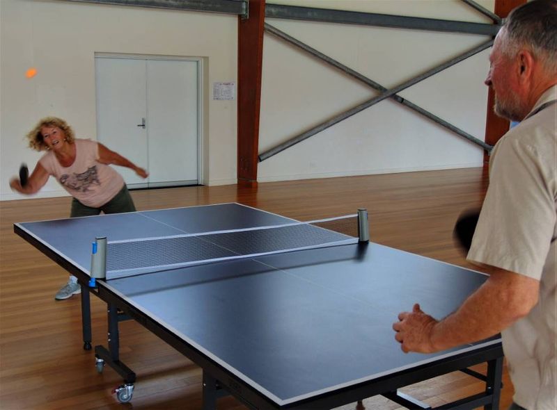 Pam and Gary give table tennis a go, come along Wednesday mornings, 9am to 11am or Wednesday evenings from 6pm to 8pm
