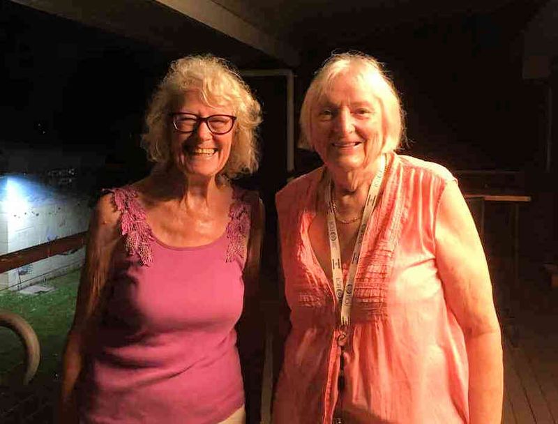 CWA - Twilight Walk organiser Maggie with a friend after completing the walk