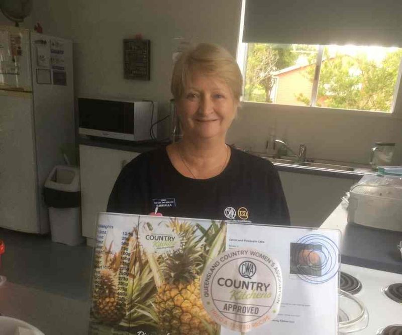 Gabriella with our Country Kitchen recipe she made - carrot and pineapple cake YUM
