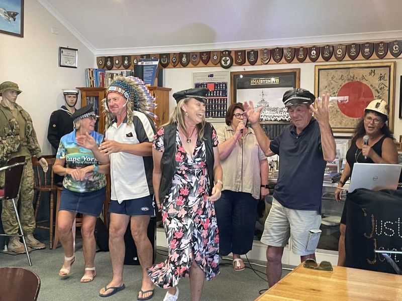 One of our regular entertainers, Jen, getting the crowd up and rocking at a recent Sunday BBQ