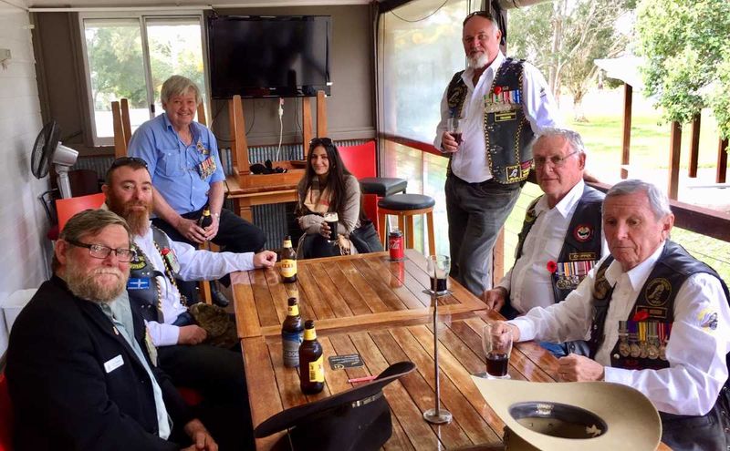 President Don Holland enjoying a well-earned drink on a previous Vietnam Veteran’s Day with members of the Eureka Mob of Viet