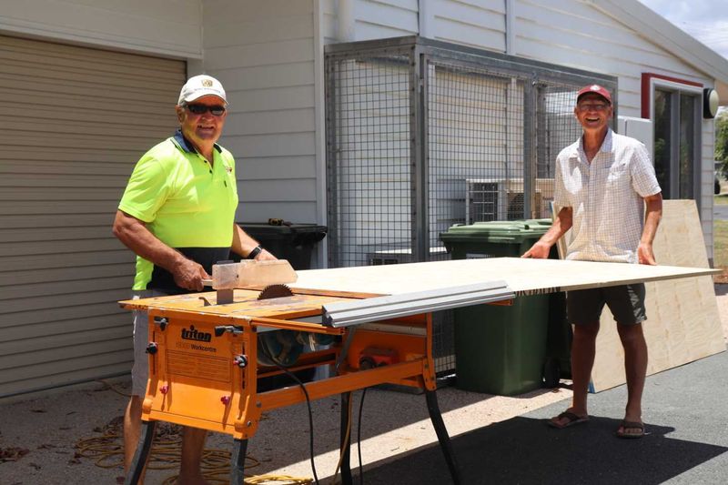 Community Hall - Wolf Sievers and Bob Gudge were preparing shelves last holidays