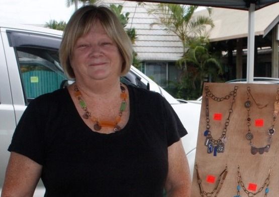 Debra Gardiner and her creations - some in copper and silver and others moulded in resin from vintage buttons, even miniature