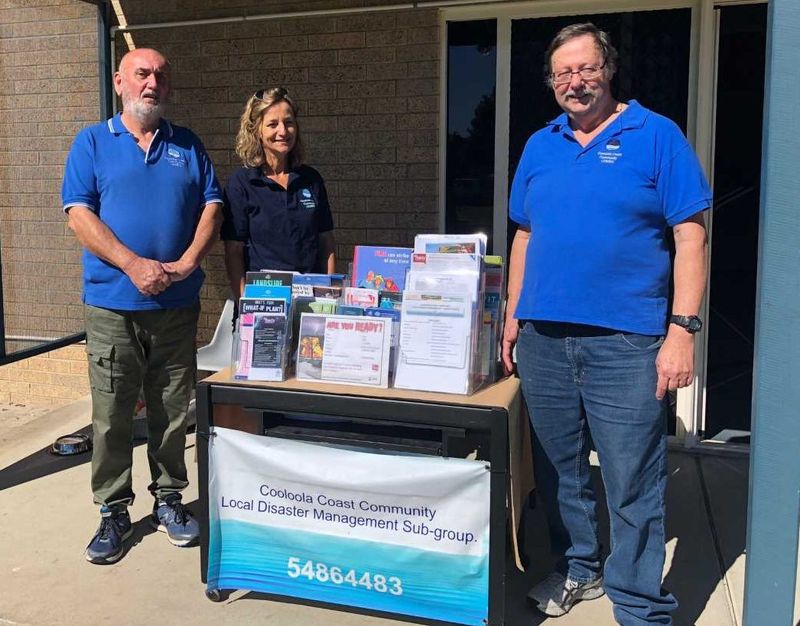 Cooloola Coast Community Local Disaster Management Support Group Chairman Terry Steele, Colleen Hair and Secretary Kevin Some