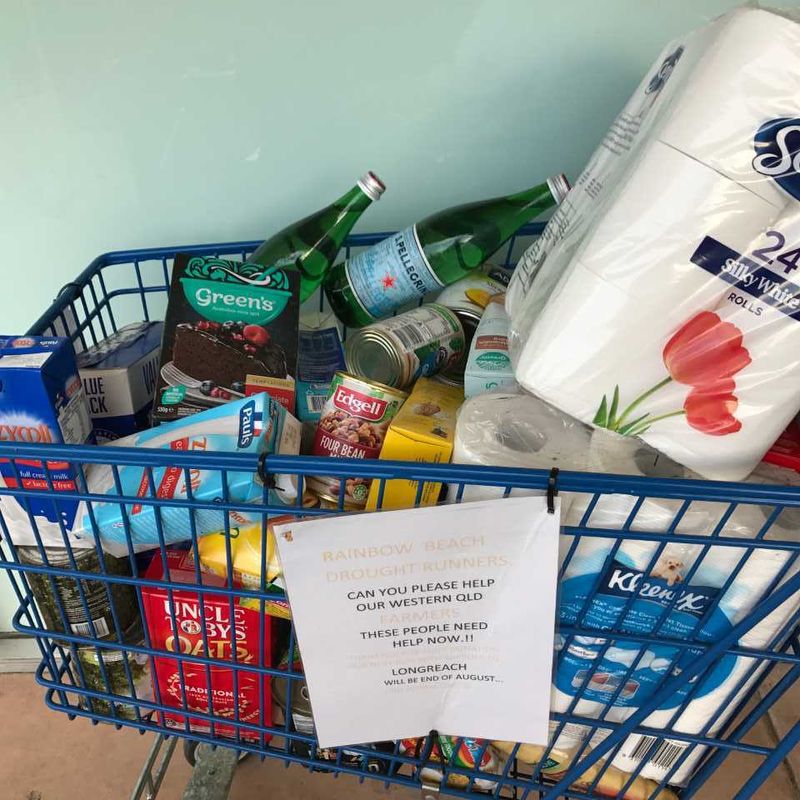 Here’s the trolley you can donate into at the Rainbow Beach IGA