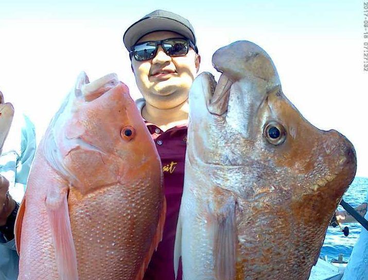 Saul with a nice Red and one of his many Snapper for the day