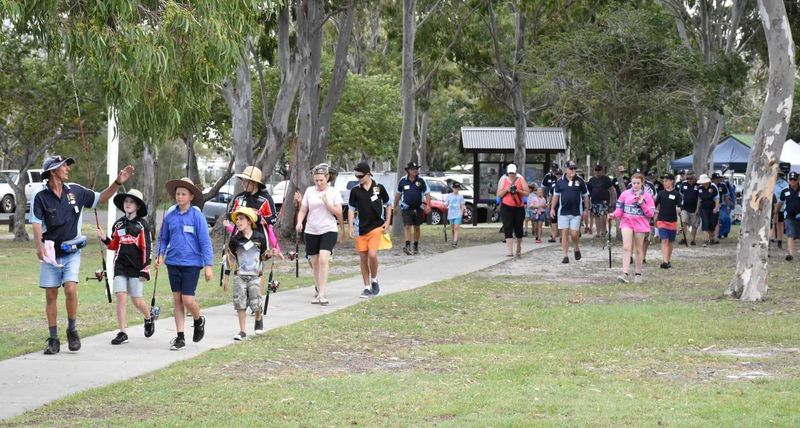 Participants in the school holiday Sunfish Junior Fishing Day