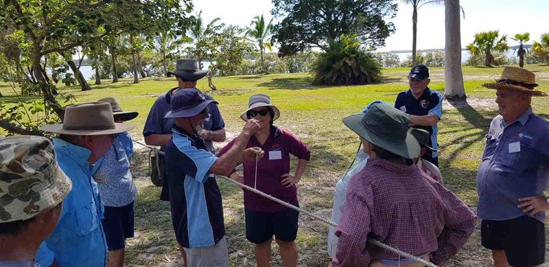 Seniors receiving training by the TCB Fishing Club members