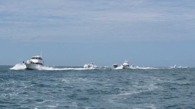 Welcome to the Great Sandy Straits! Coast Guard Tin Can Bay escorts 13 Vessels from B Crawley Marine Riviera in July