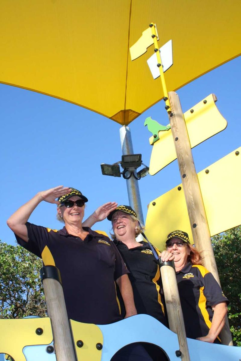 Coastguard volunteers Anita Uden, Chris Mertin, Chris Morris prove that women can do anything - taken at the new playground d