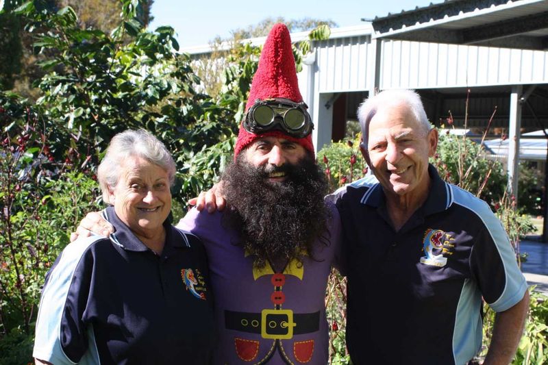 Costa Georgiadis with Aunt and Uncle, Debbie and Jim George visit Rainbow Beach State School