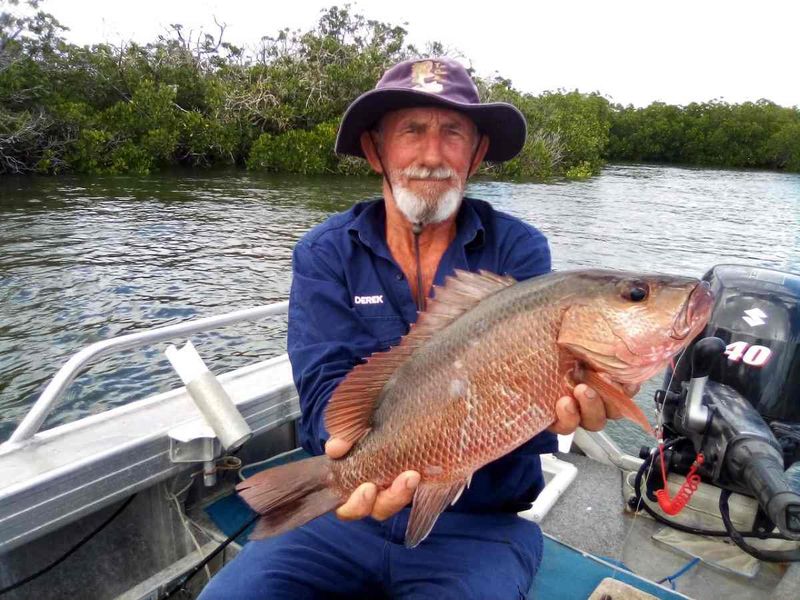 Derek Andrews with a 42cm mangrove jack