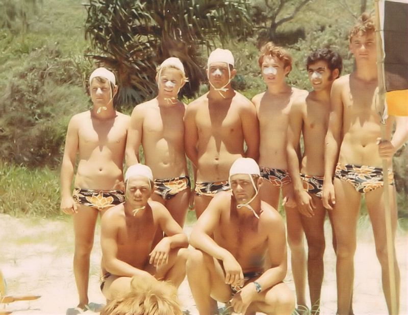 Back: Greg Biddle, Larry Dawson, George Day, Robin Perro, Allan Deen, Wayne Hewitt, Front: Billy Nolan, Garry Hewitt. They ar