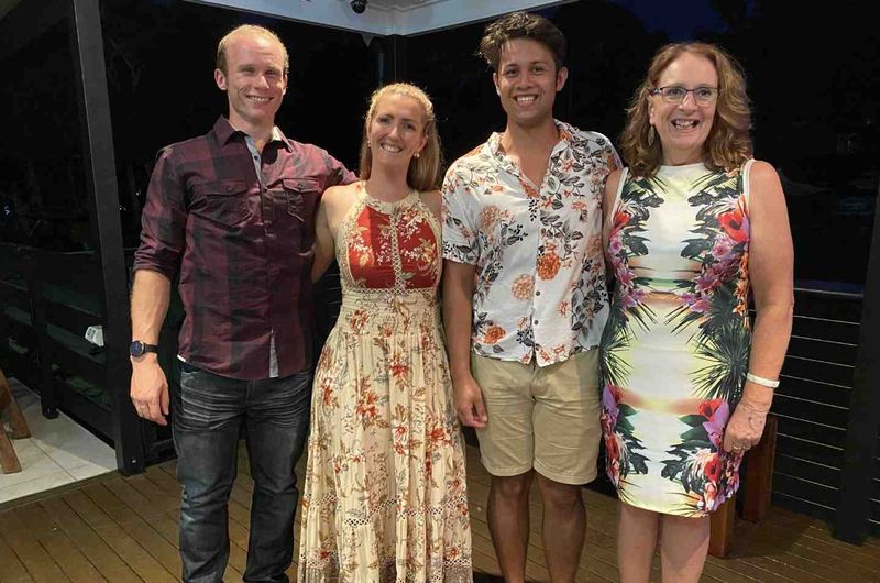 Bec Arthur from Rainbow Beach Health and Fitness with winners Julian McMullen, Judi Donald and Axel Whitford