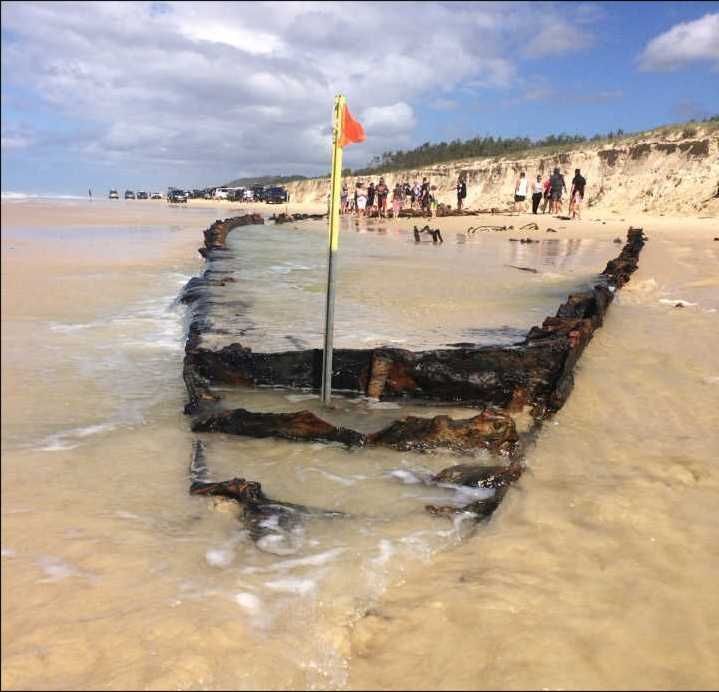 Early last month, remnants of the Cherry Venture were seen on Teewah Beach, now safely buried back under the sand