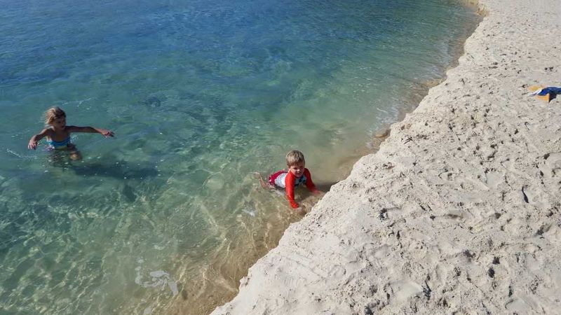 Locals Zahli and Baylin Mick play at Double Island Point Image Cassie Mick