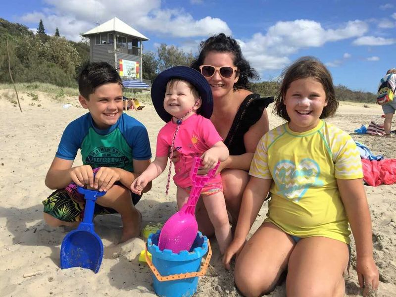 Michelle Harder was visiting mum Glenda Eckel - kids Lachlan, Adelle and Lara had fun on the beach!