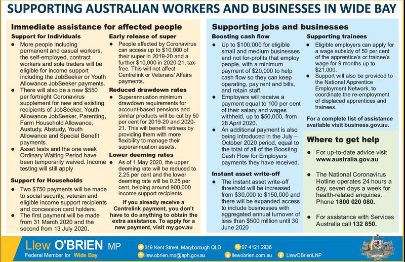 Supporting Australian Workers &amp; Business in Wide Bay - Authorised by Llew O’Brien, Liberal National Party of Queensland,