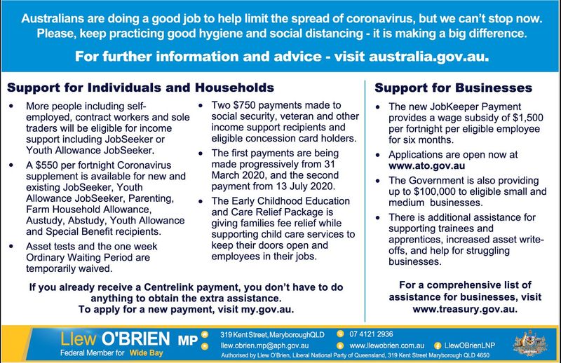 Llew O'Brian - Covid 19 support - May 20