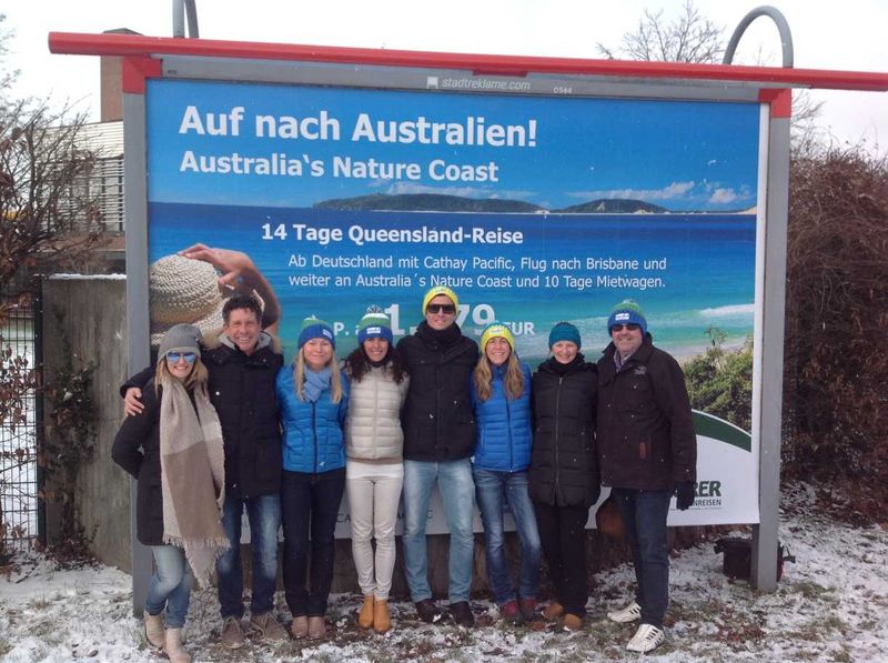 The hero image of Double Island Point is selling a sunny message in the thick of snow to German commuters